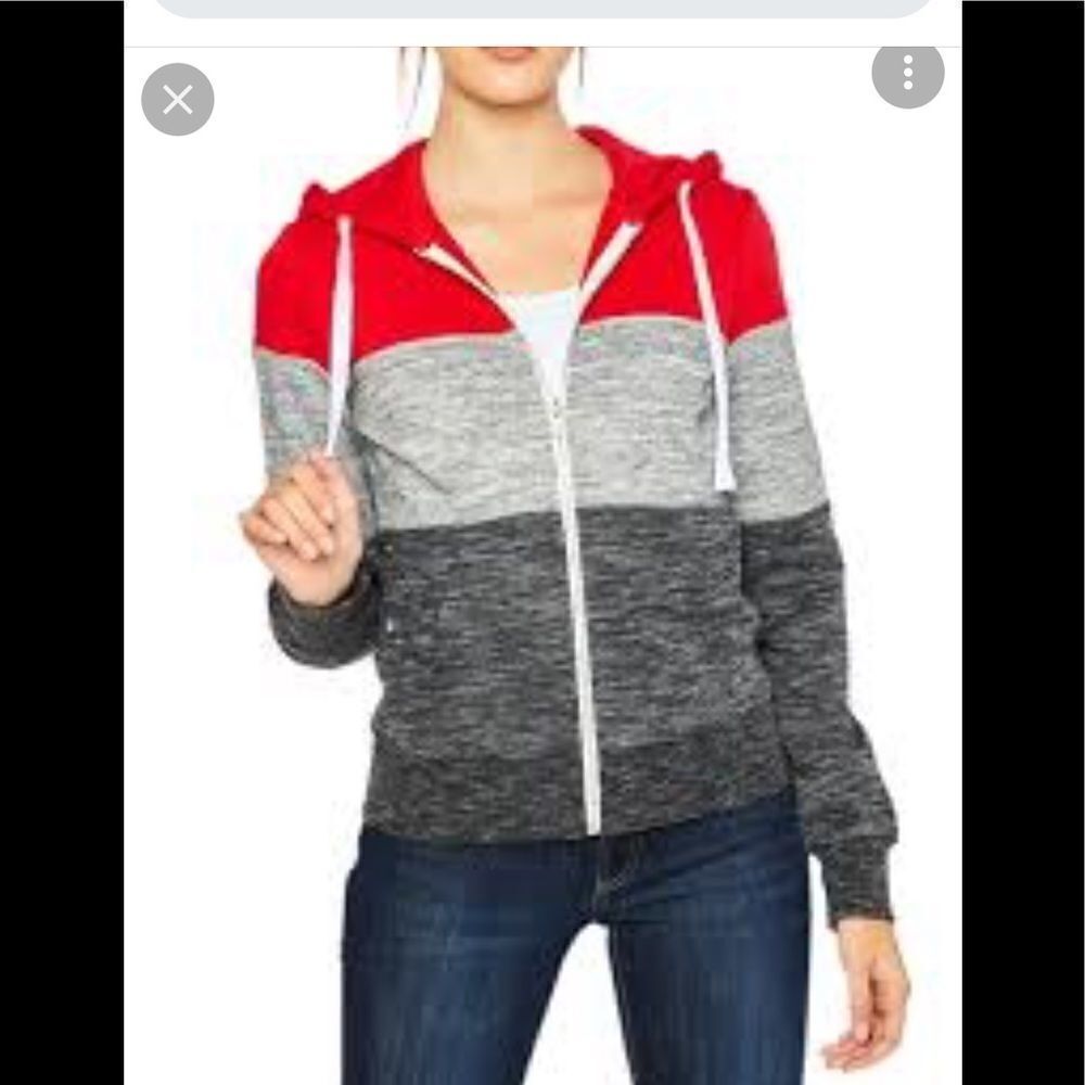 DOUBLJU Lightweight Thin Zip-Up Hoodie Jacket Women’s Size 1X Color-block Casual